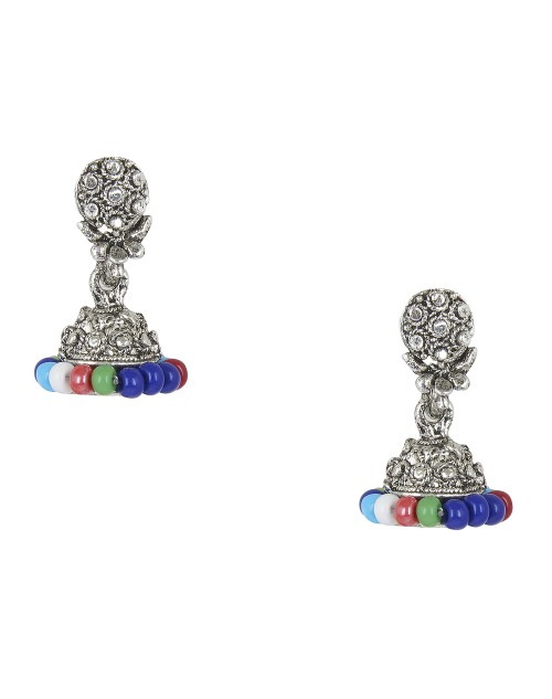 Lootkabazaar Oxidised Silver Multi Colour Jhumka Earrings For Womens (JEOJ91804)